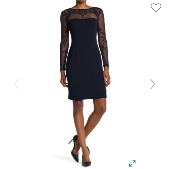 Long Sleeve Beaded Shift Dress 